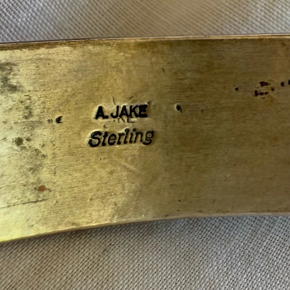 A. Jake Navajo Bracelet Turquoise & Coral Stone Sterling Silver Bracelet 7” NWOT - Picture 10 of 11